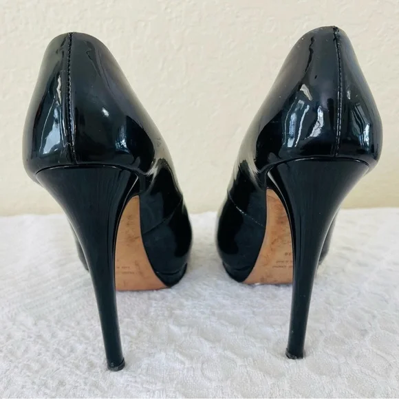 Giuseppe Zanotti Design Italian Black Patent Leather Peep-Toe Pumps Shoes 38 EUC - Picture 8 of 13